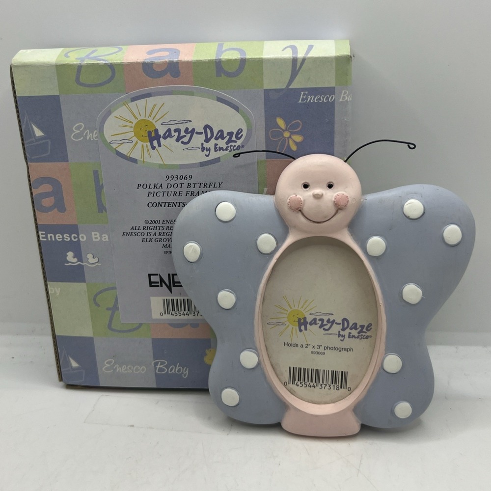 New Enesco Polka Dot Butterfly‎ Picture Frame Baby Nursery  Decor